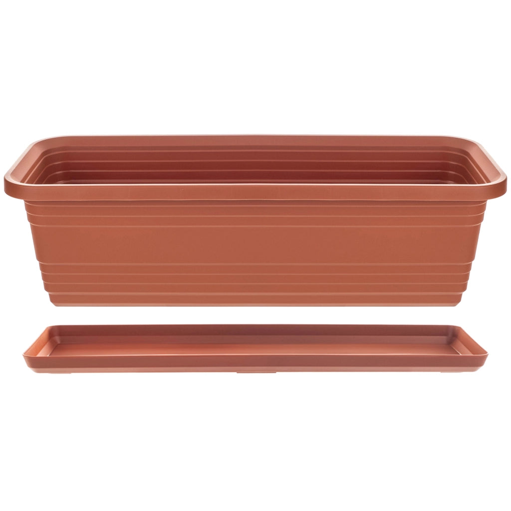 Vaso da fiori per balcone KADAX, 50 cm + sottovaso rosso mattone