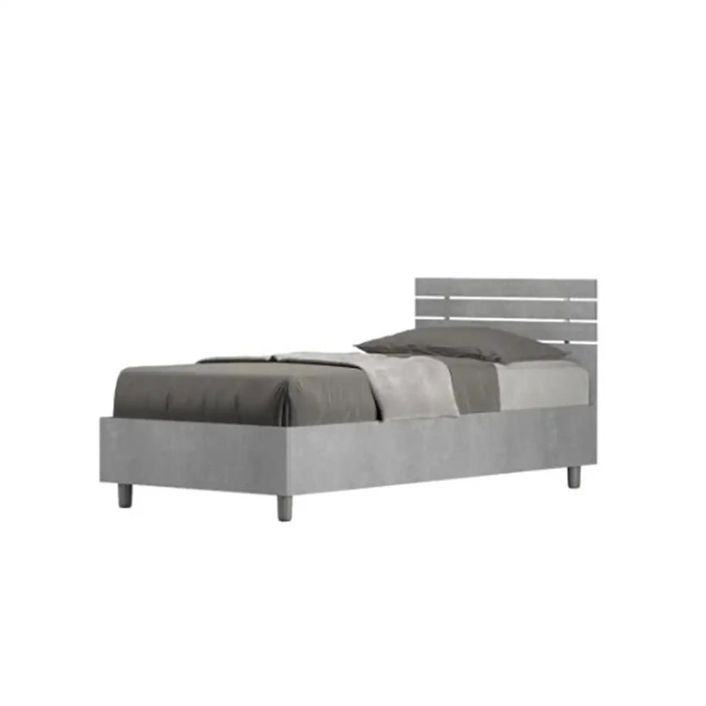 Letto singolo senza rete 80x200 testata dritta con doghe cemento Ankel