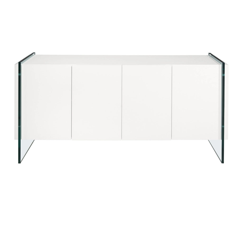 Credenza legno bianco e vetro temperato