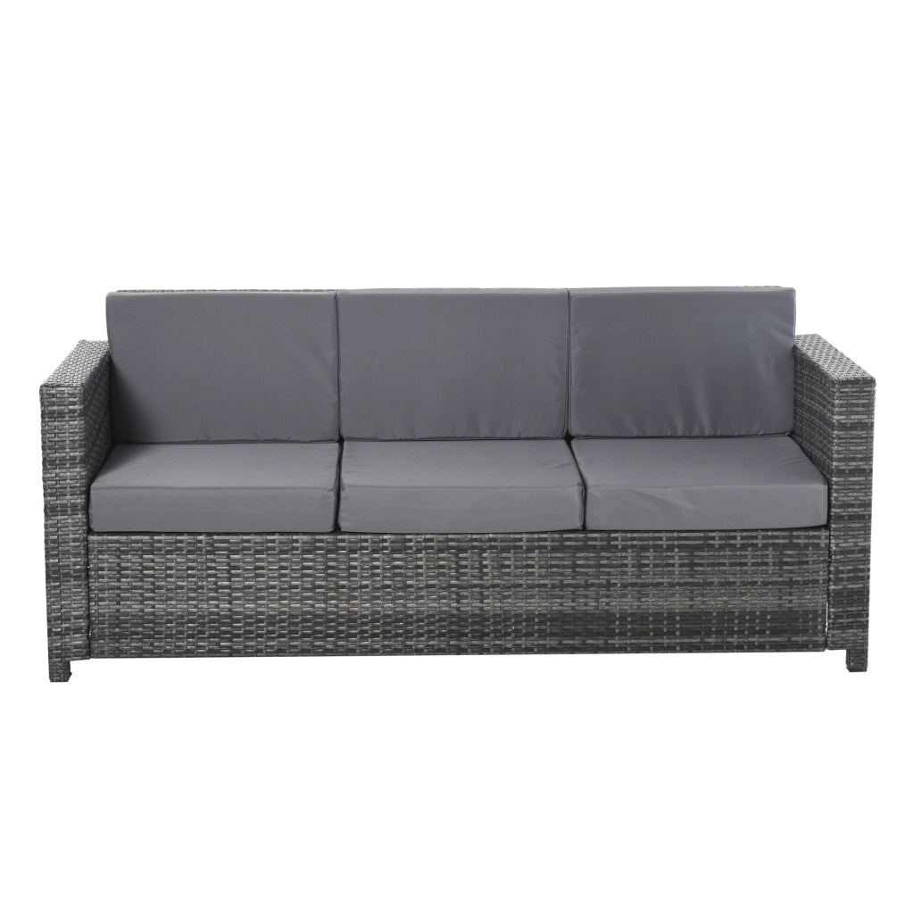 Divano 3 posti in polyrattan ¨C zephmum ¨C grigio 185x70x80 cm