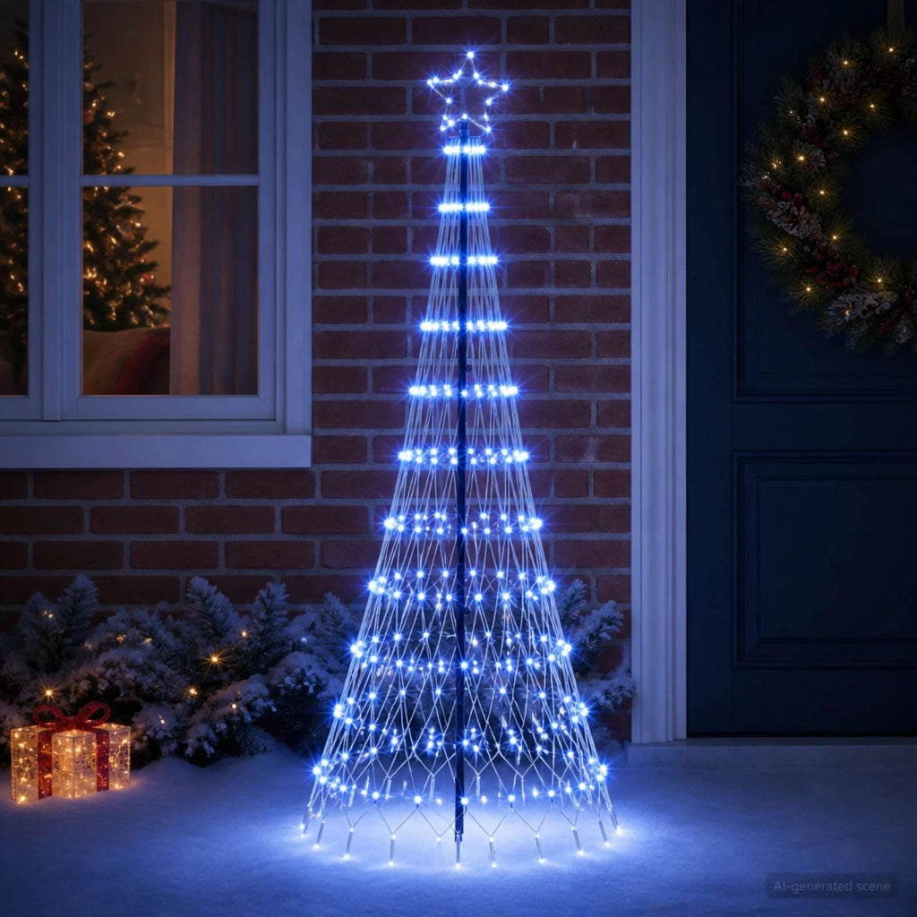 Albero di Natale LED 180 cm 230 LED Blu Ferro Nero 42053595