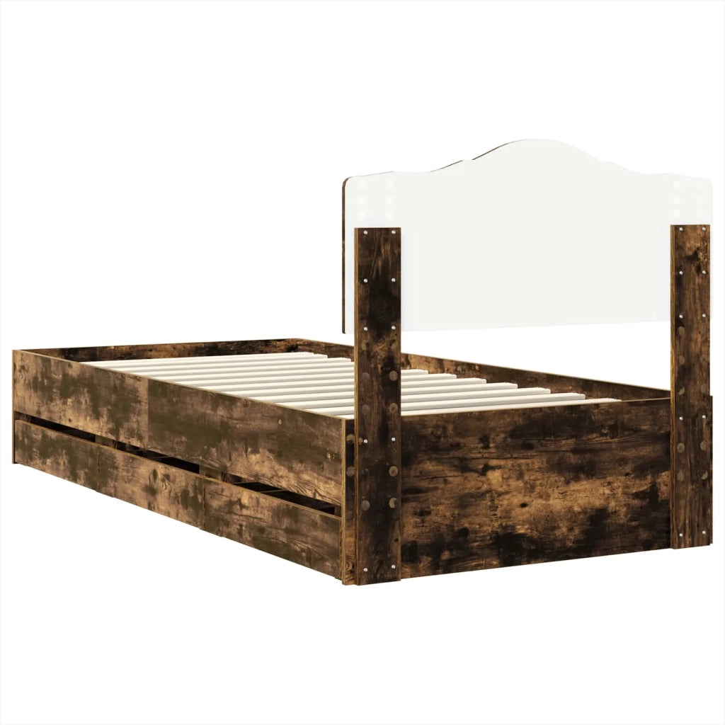 Struttura del letto con cassetto Rovere fumé 90 x 200 cm 3413044