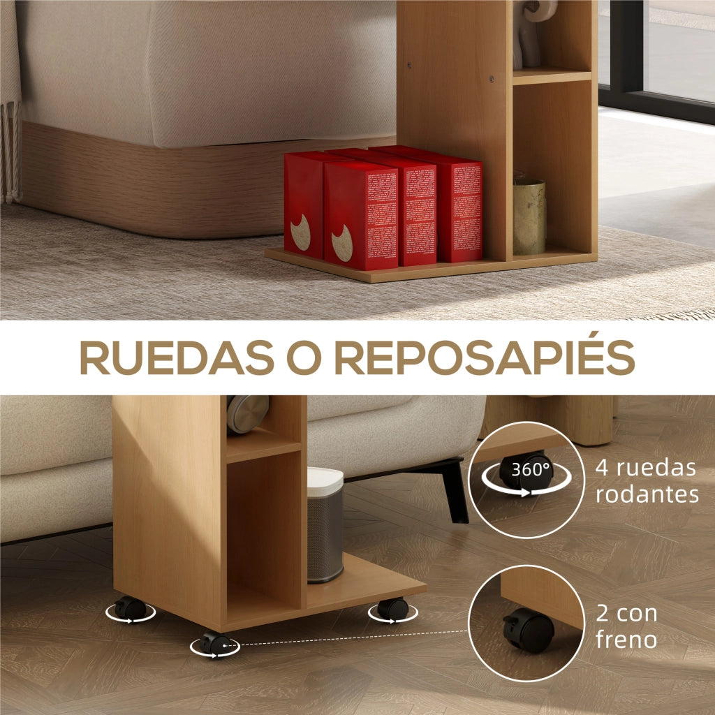 Tavolino da caff¨¨ con ruote ¨C Xylo ¨C Rovere 40x30x69 cm