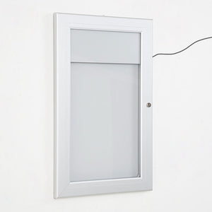 Bacheca con Apertura a Battente 30,1x48,7x2,3 cm in Alluminio con Led Silver