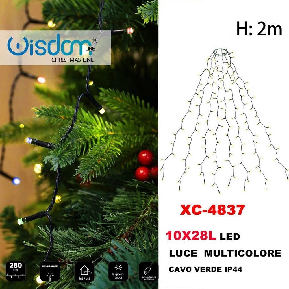 Trade Shop - Mantello Catena Luminosa 280 Led 10x28 Luci Luce Multicolore Cavo Verde Xc-4837 -