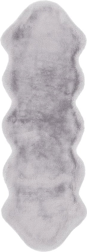 Tappeto in pelliccia imitativa morbido e soffice con pelo shaggy, colore: grigio, dimensioni: 60 x 180 cm