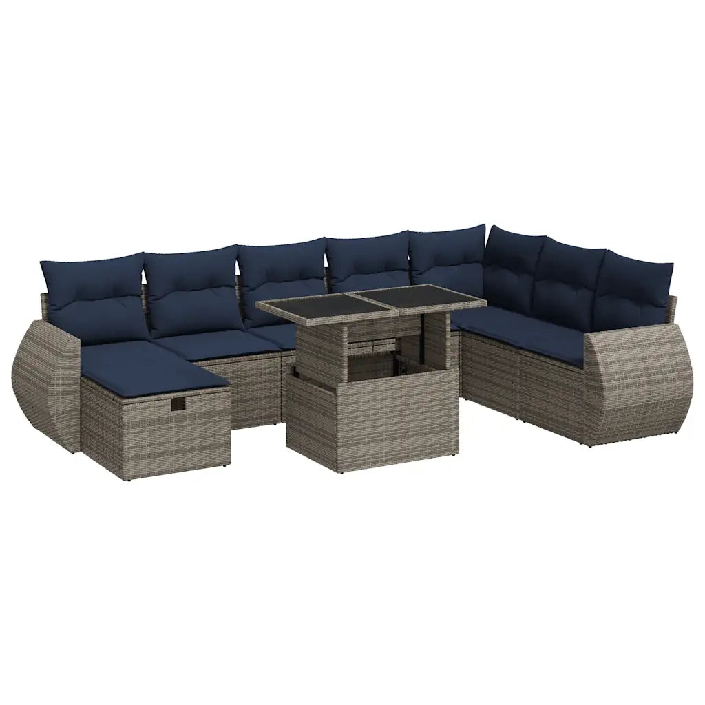 Set Divani Giardino 9 pz con Cuscini Marrone Polyrattan Acacia 3327921