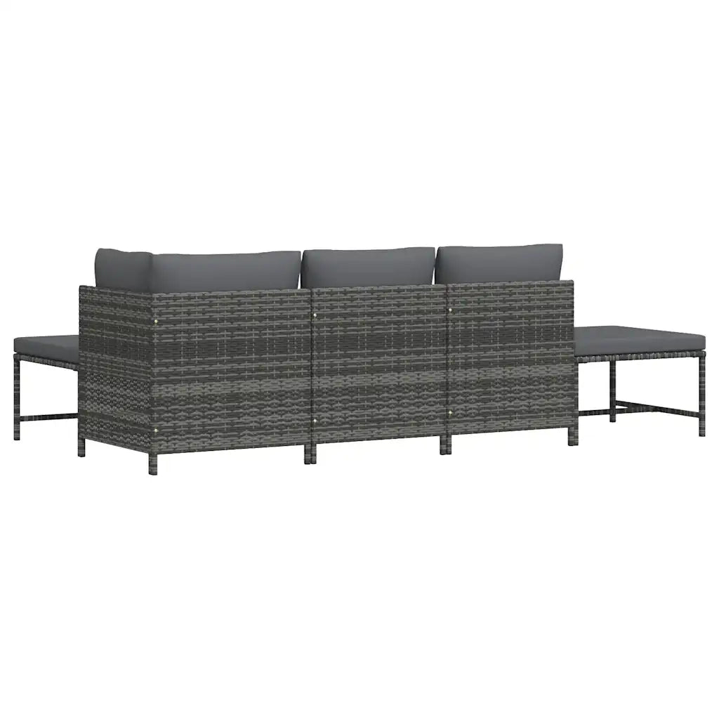 Set Divani da Giardino 5 pz con Cuscini in Polyrattan Grigio 313503