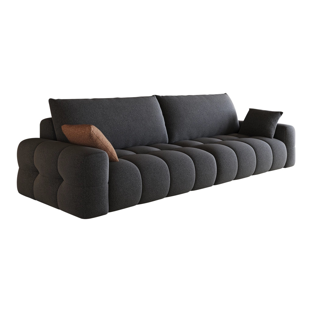 Divano modulare chaise longue con seduta profonda e senza montaggio in tessuto grigio scuro