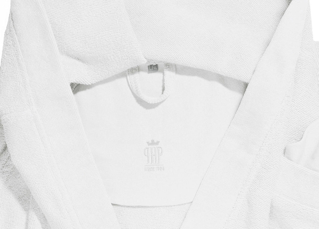 Accappatoio Con Cappuccio E Tasche In Spugna Mod. Joy Tinta Unita Bianco - M-L - Bianco