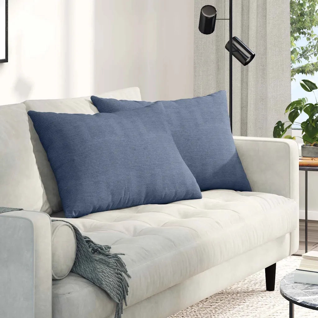 Cuscini da Divano 2 pz | Cuscini per sedie Blu 70 x 50 cm Tessuto in Cords