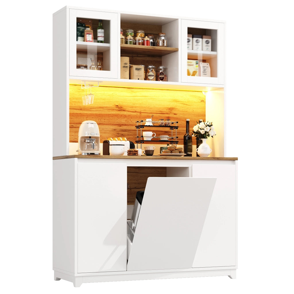 Mobile Cucina Alto con Ante in Acrilico e LED ¨C MINIMAL ¨C Bianco 120x40x180 cm