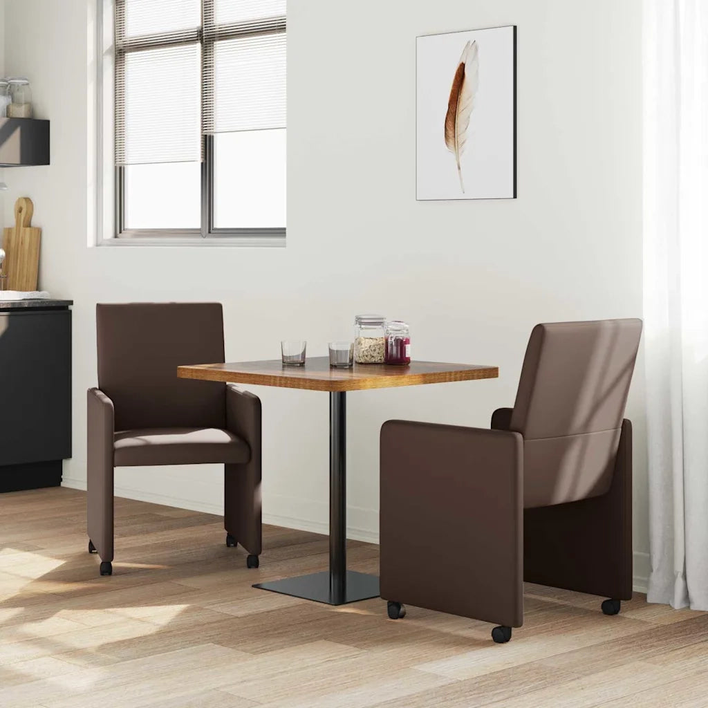 Sedie da Pranzo con Ruote 2 pcs Marrone 57 x 66 x 94 cm 42017818