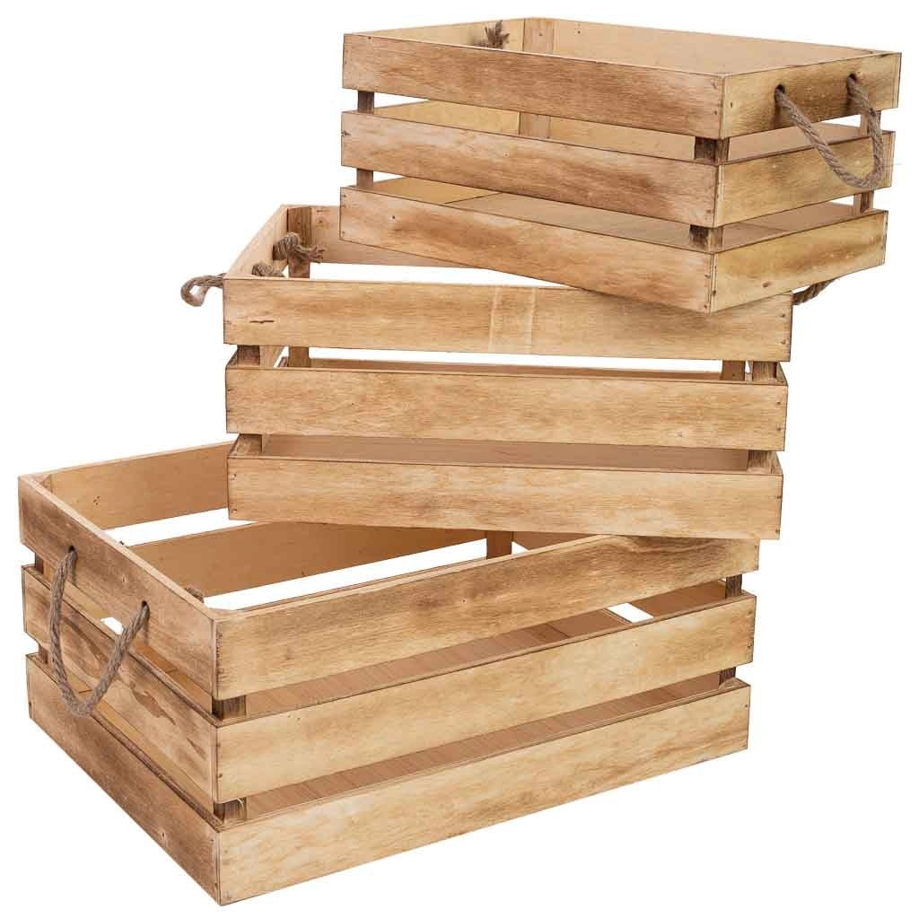 Set cassetti in legno 3 pezzi 40x30x18h-35x25x16h-30x20x14h cm