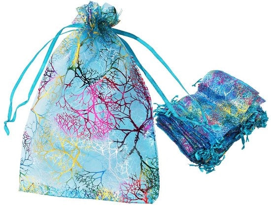 Sacchetto di organza 100 pezzi - Sacchetto con cordoncino - Pacco di regalo - Sacchetto per dolci - Sacchetto di nozze - 13 x 18 cm - Leggero e robusto - Regalo