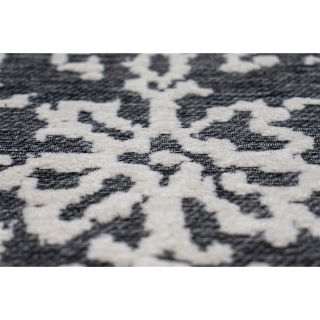 Tappeto vintage River 120 in cotone jacquard grigio antracite