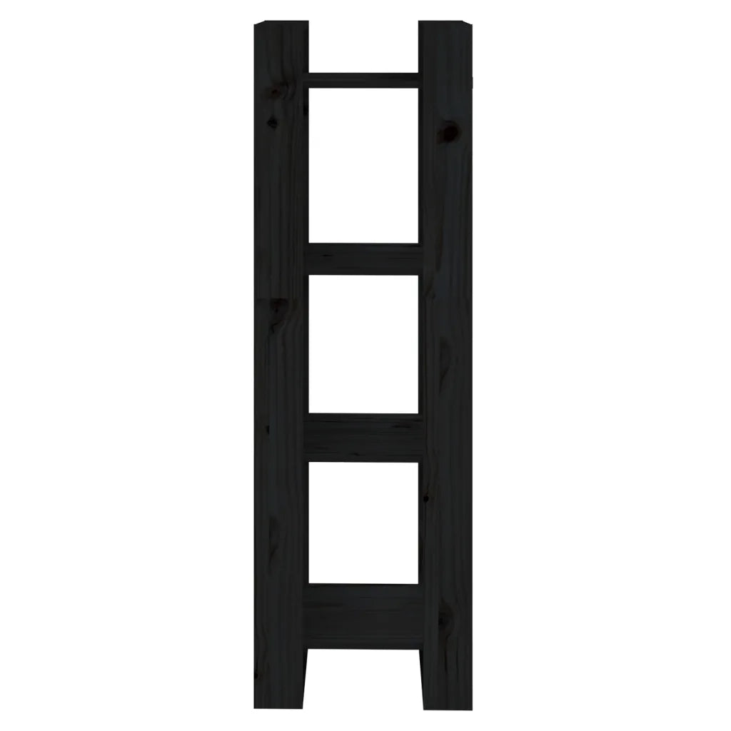 Libreria Divisorio-Scaffale per Libri-Mobile di Stoccaggio Nero 41x35x125 cm in Legno Massello di Pino