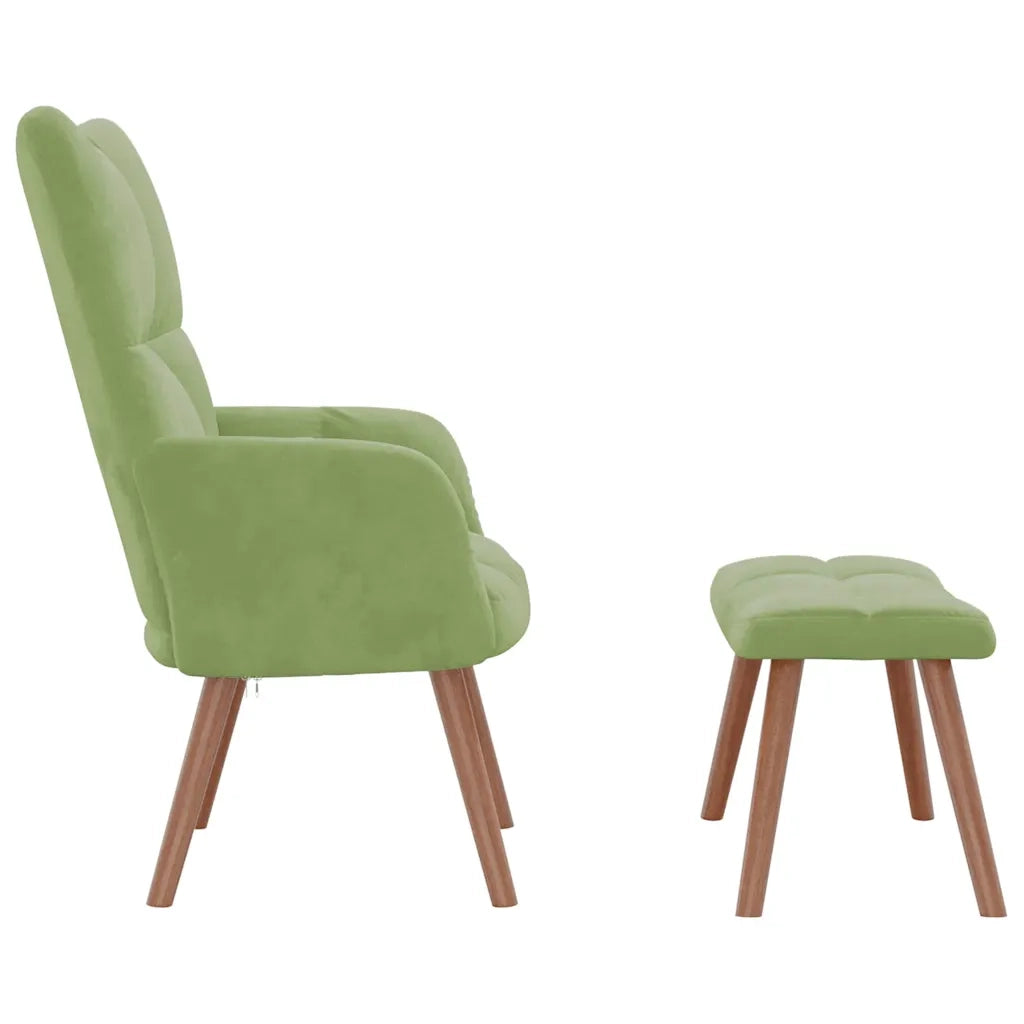 Poltrona Relax con Poggiapiedi Verde Chiaro in Velluto cod mxl 8951