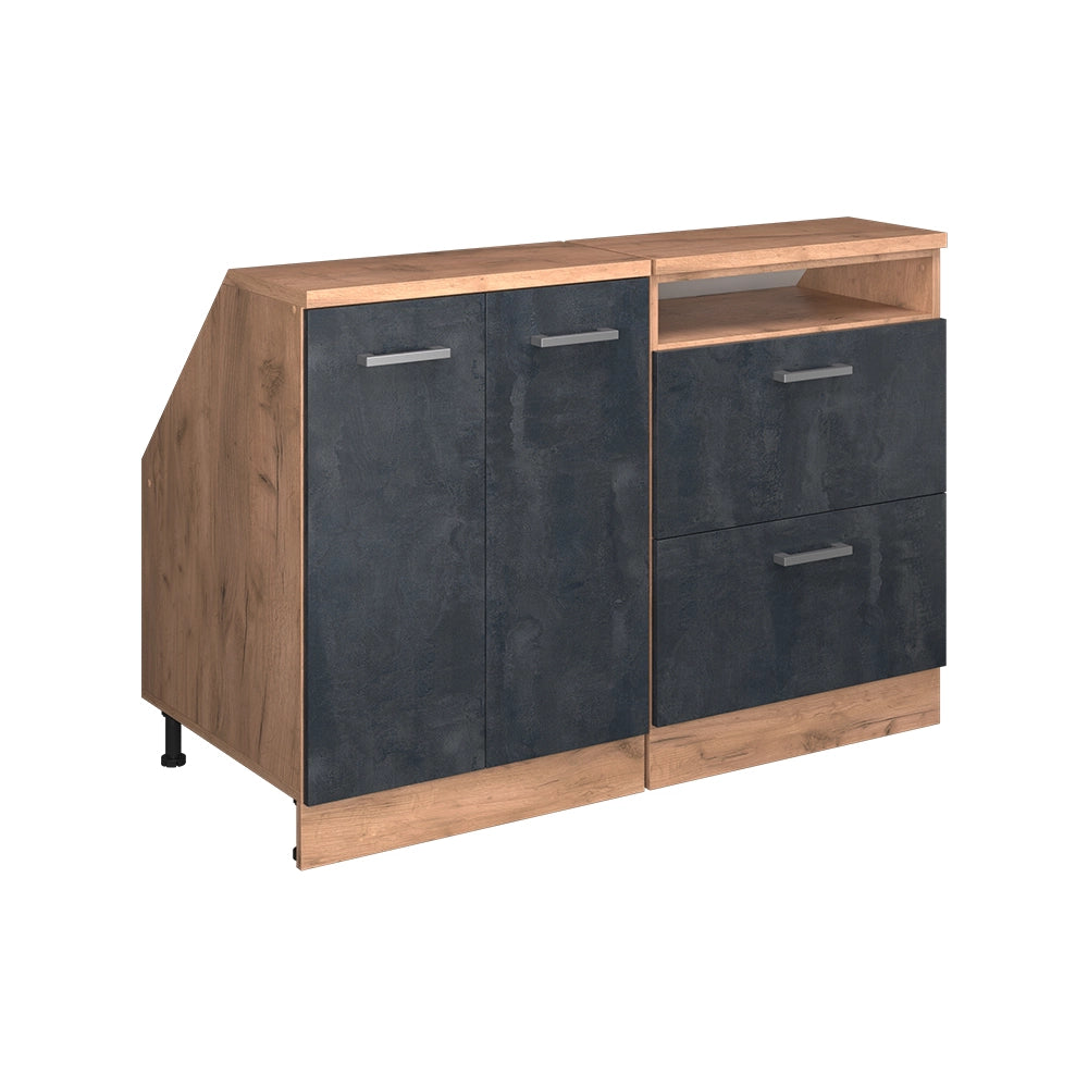Set di mobili sottotetto Rion Calce nera/Rovere dorato 120 cm Set di 2 carcasse armadio profondità 60 cm Vicco