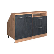 Set di mobili sottotetto Rion Calce nera/Rovere dorato 120 cm Set di 2 carcasse armadio profondità 60 cm Vicco