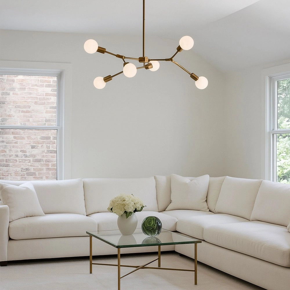Trade Shop - Lampadario A Sospensione In Bronzo Geometrico Con 6 Bracci Attacco E27 Da Soffitto A45-6 -