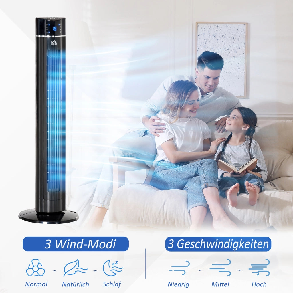 Ventilatore a torre 2 in 1 ¨C zephmum ¨C Nero 32x32x106.8 cm