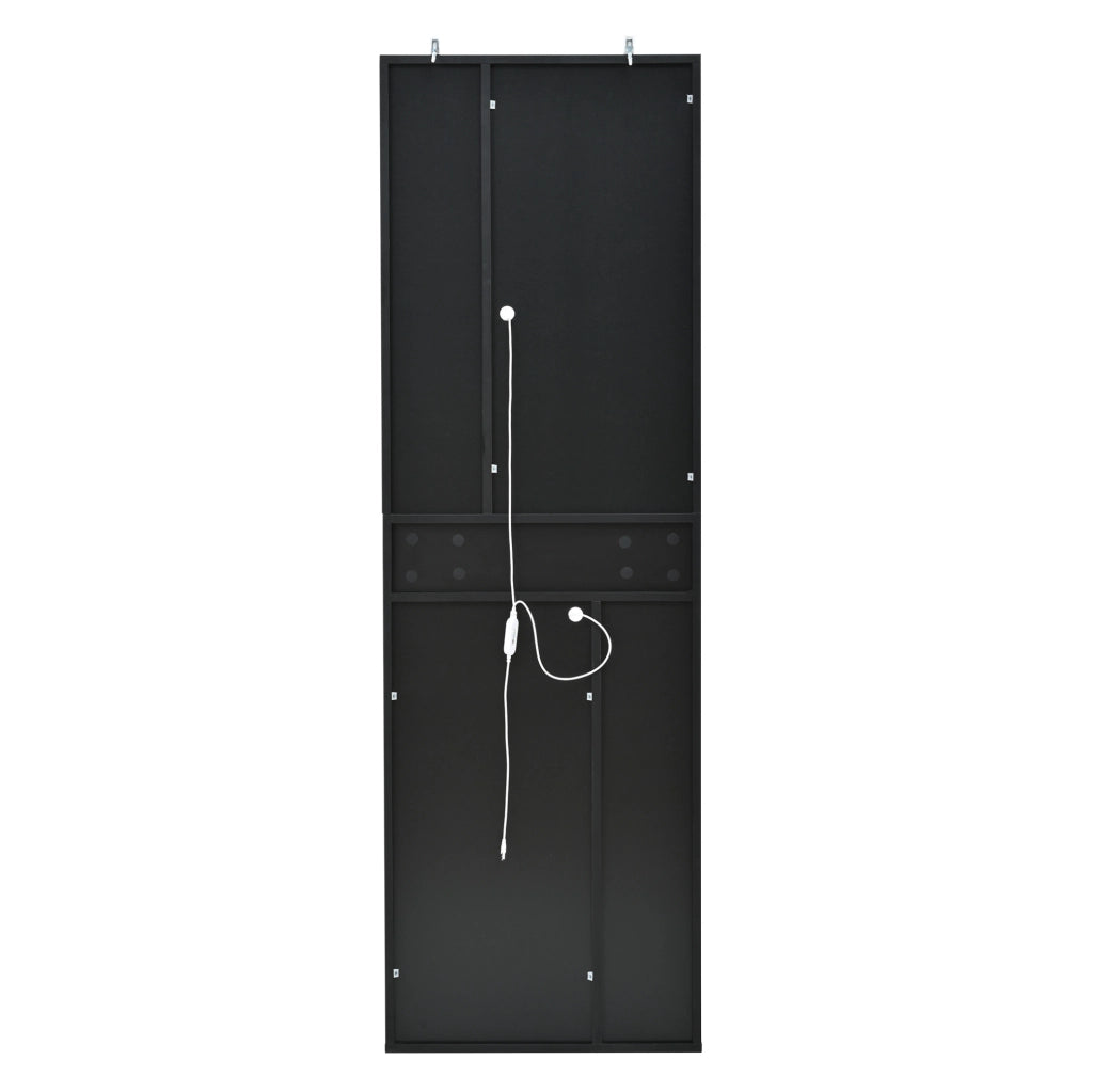 Vetrina 55x38x170 cm con LED e ripiani regolabili in truciolare nera