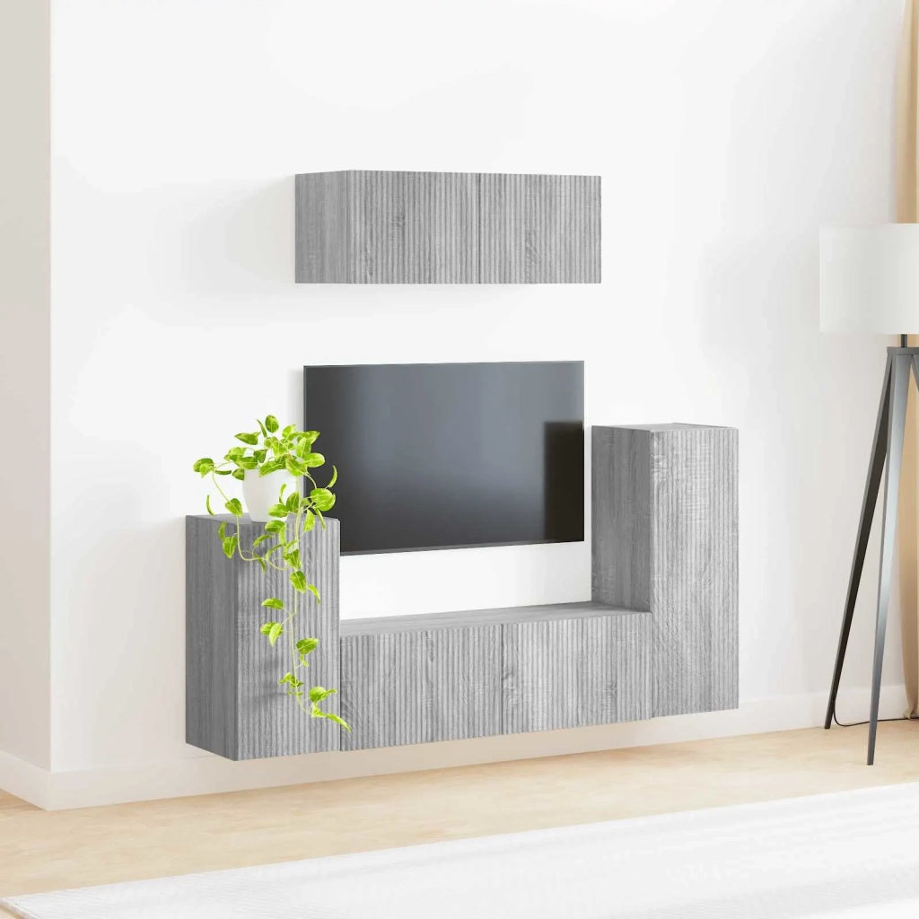 Set mobile TV 4 pcs Grigio Sonoma Legno multistrato