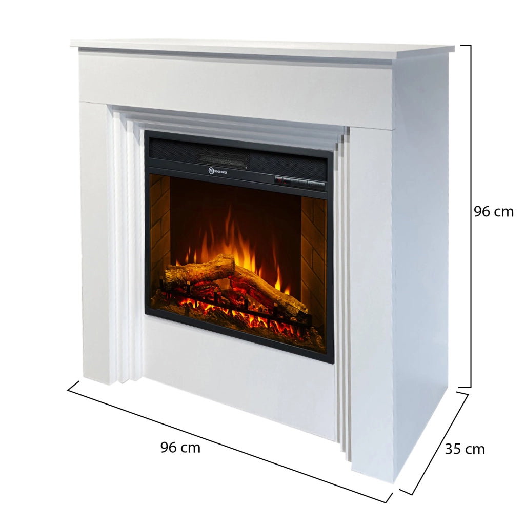 Caminetto Alfaedo, Camino Elettrico Superficie Riscaldabile 30 m2, 96x35x96h cm Bianco