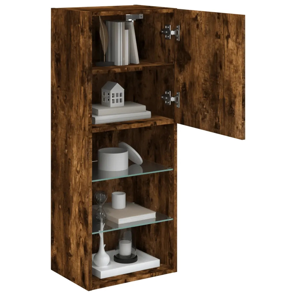 Mobile TV con Luci LED-Credenza TV-Console TV Rovere Fumo 40,5x30x102 cm