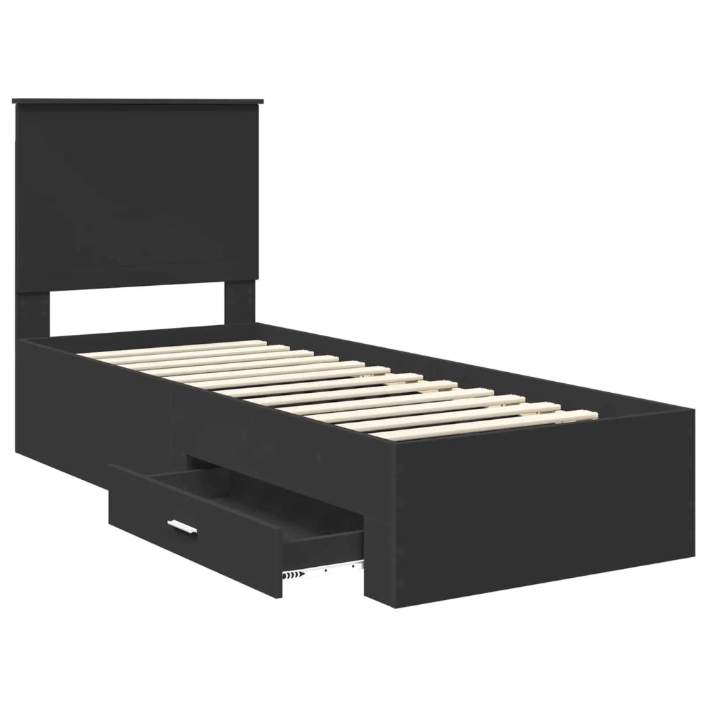Struttura del letto con testiera Nero e Argento 70 x 190 cm 3411369