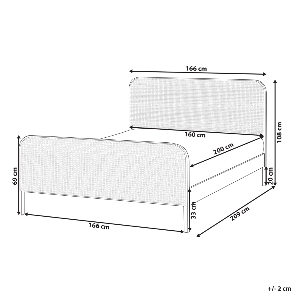 Letto in legno di pino nero UE matrimoniale 160 x 200 cm con testata a treccia viennese a doghe stile rustico minimalista