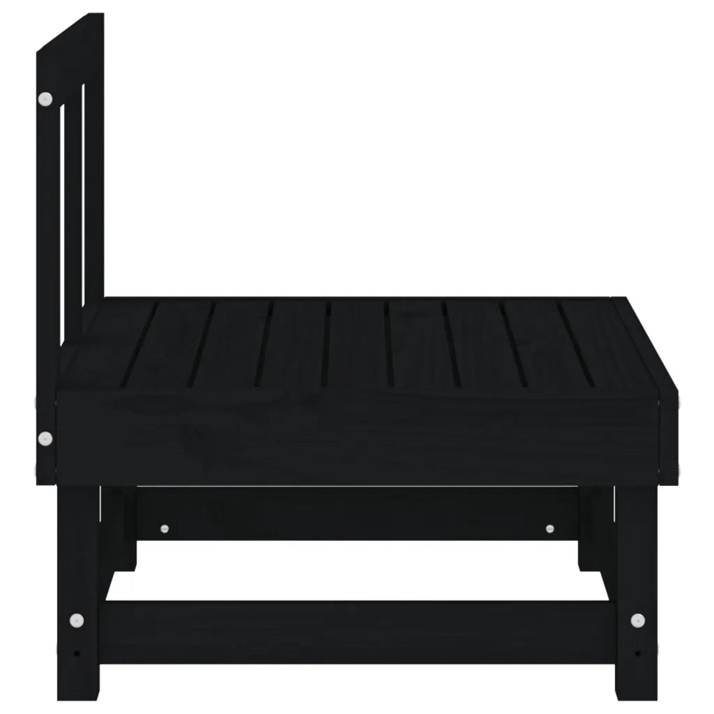 Divani Centrali da Giardino 2 pz Neri in Legno Massello di Pino 825405