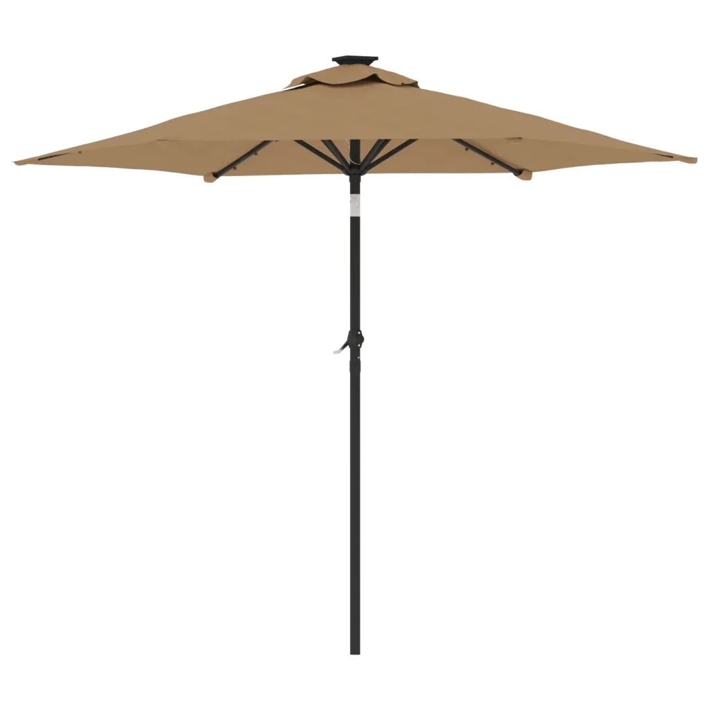 Ombrellone Giardino con LED-Ombrello da Balcone Palo Acciaio Tortora 225x225x212 cm