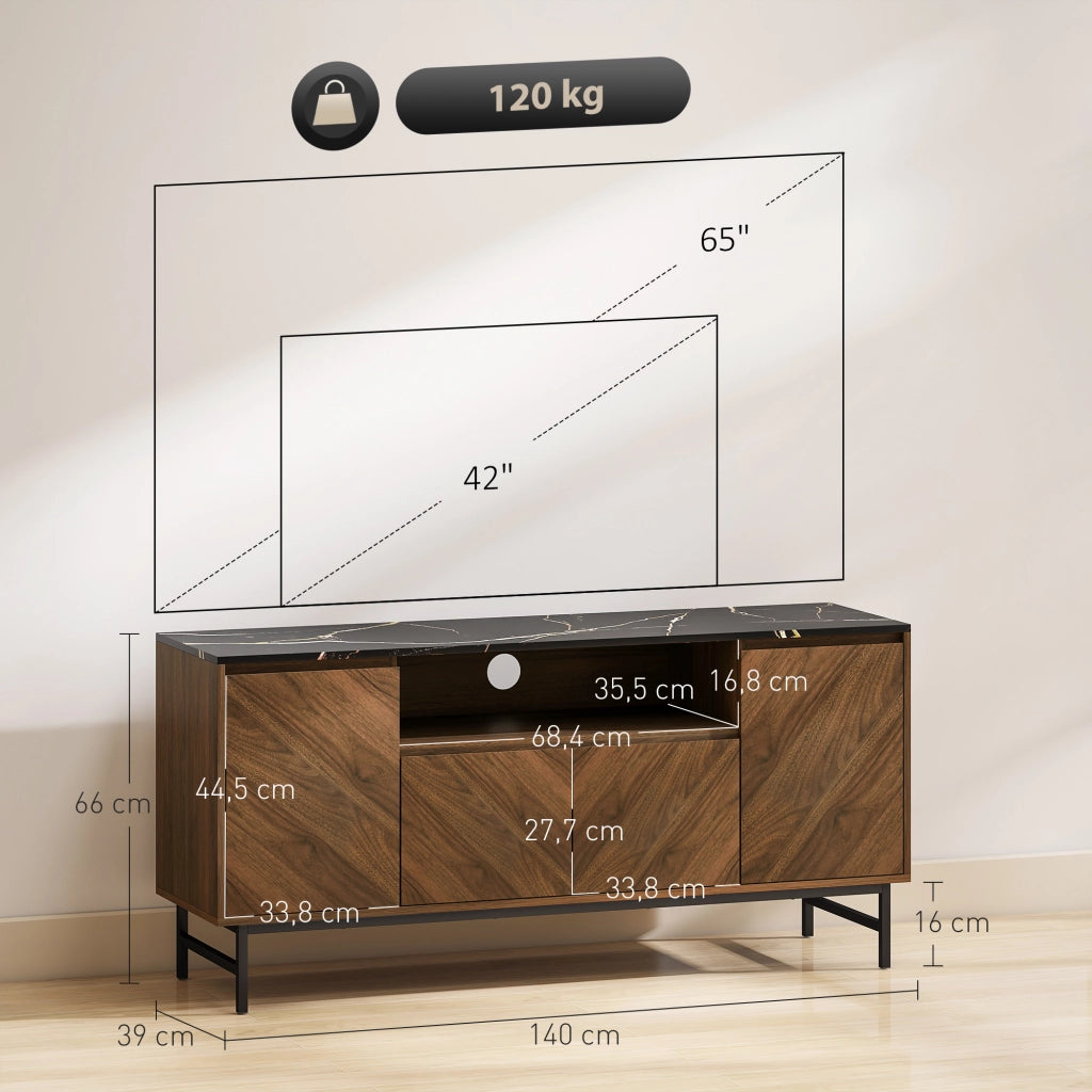 Mobile TV fino a 65 pollici ¨C Minimal ¨C effetto marmo noce 140x39x66cm