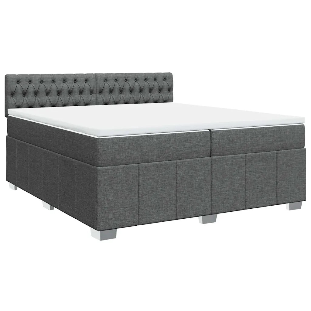 Giroletto a Molle con Materasso Grigio Scuro 200x200 cm Tessuto