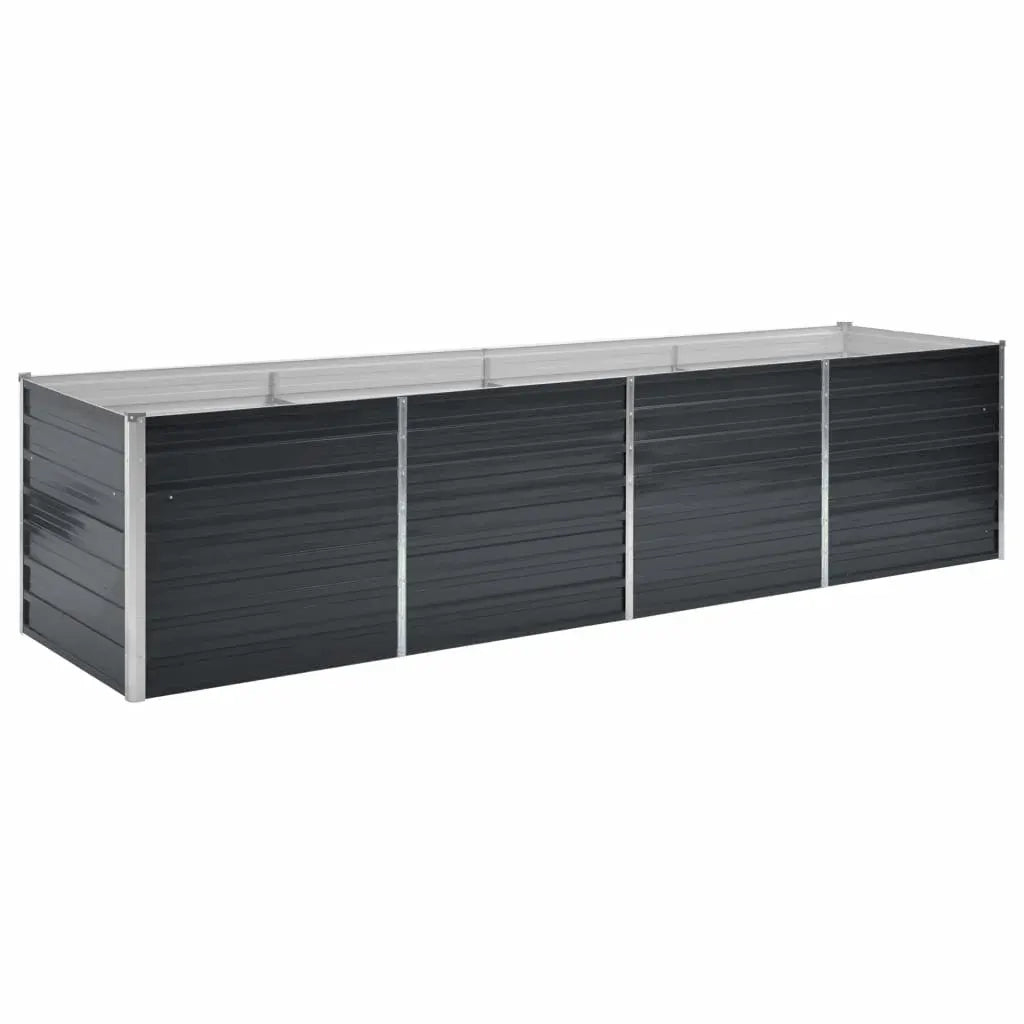 Letto Rialzato Giardino Antracite 320x80x77 cm Acciaio Zincato 45728