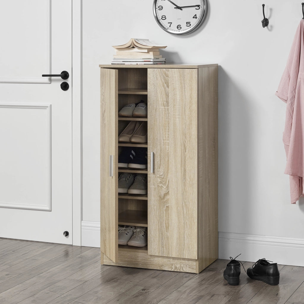 Armadio Portascarpe Notribontaa con 7 Scomparti Scarpiera 108 x 55 x 35 cm - Effetto Rovere Sonoma [en.casa]