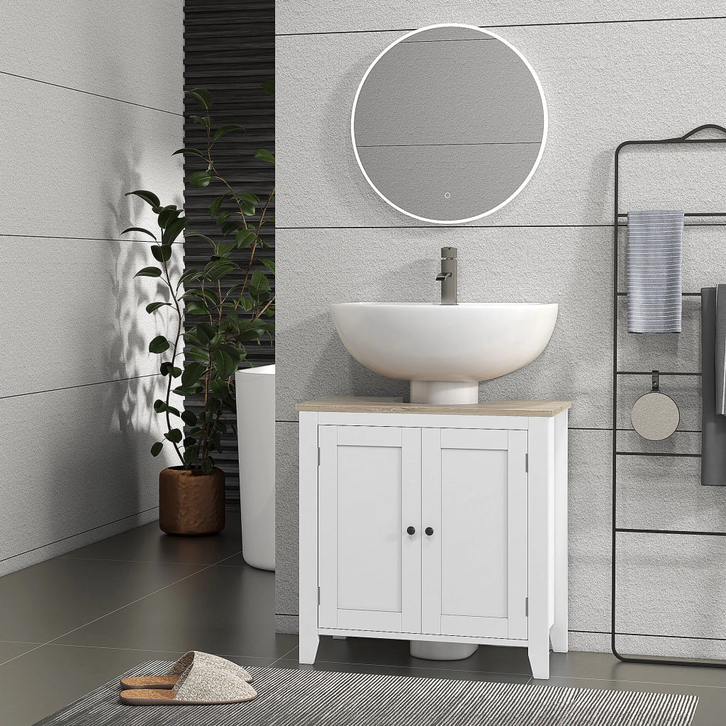 Mobile Bagno Sottolavabo con 2 Ante e Ripiano Regolabile ¨C zephmum ¨C 60x30x60 cm Bianco