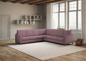 Divano Angolare 7 Posti 281x281x85 cm Karay in Tessuto Prugna