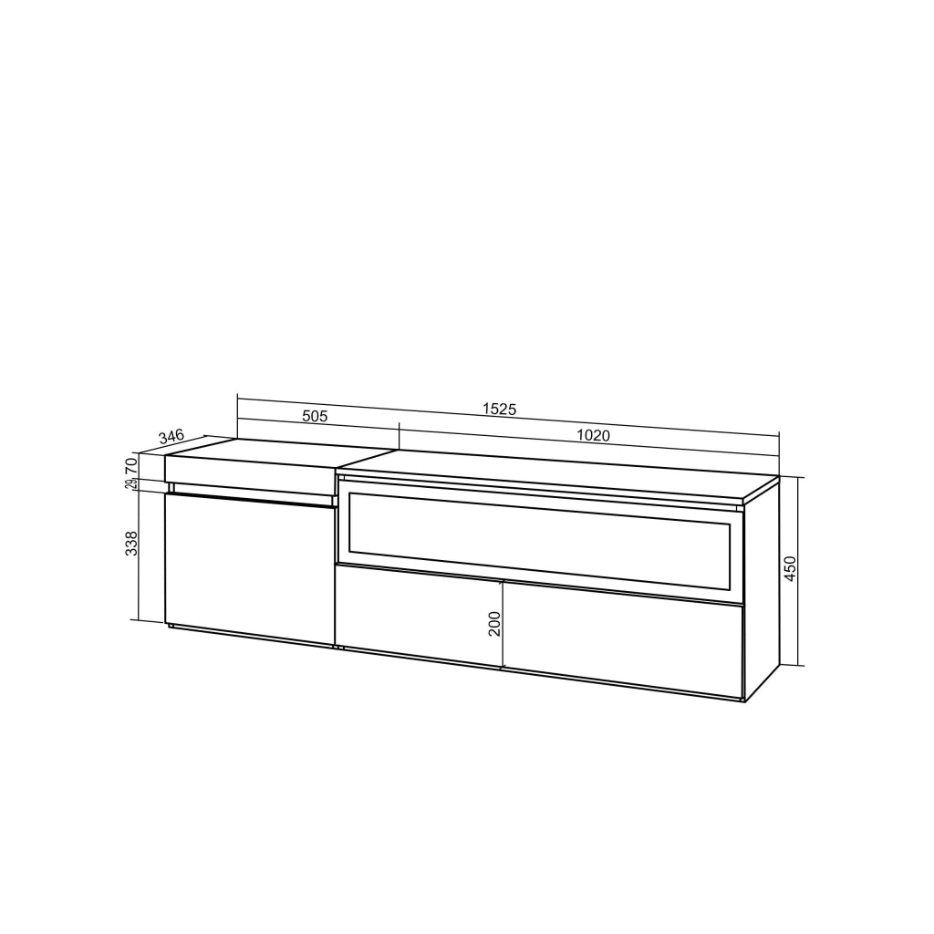 Mobile TV Soggiorno, 150x35x45cm, Per TV fino a 65", Camino elettrico, colore Rovere RF3301