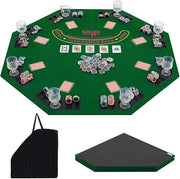 Tappetino da Poker Pieghevole 120 cm, Portatile con Borsa Portabicchieri e Vassoi per Fiches, Tappeto da Poker Antiscivolo, Verde