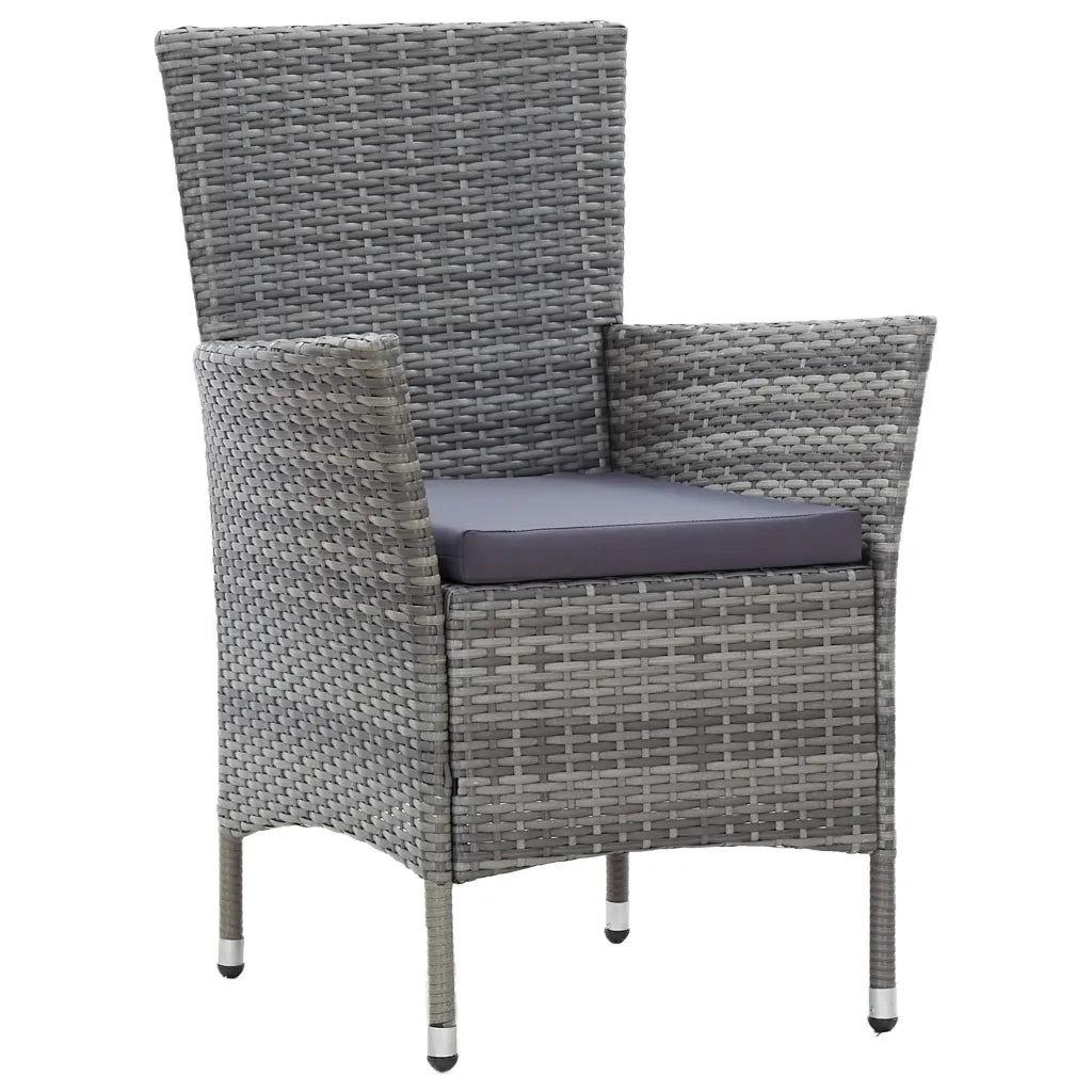 Set da Pranzo da Giardino 9 pz con Cuscini in Polyrattan Grigio cod mxl 34600