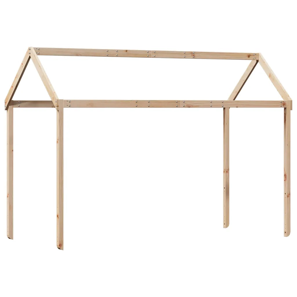 Letto a Castello con Tetto 75x190 cm in Legno Massello di Pino