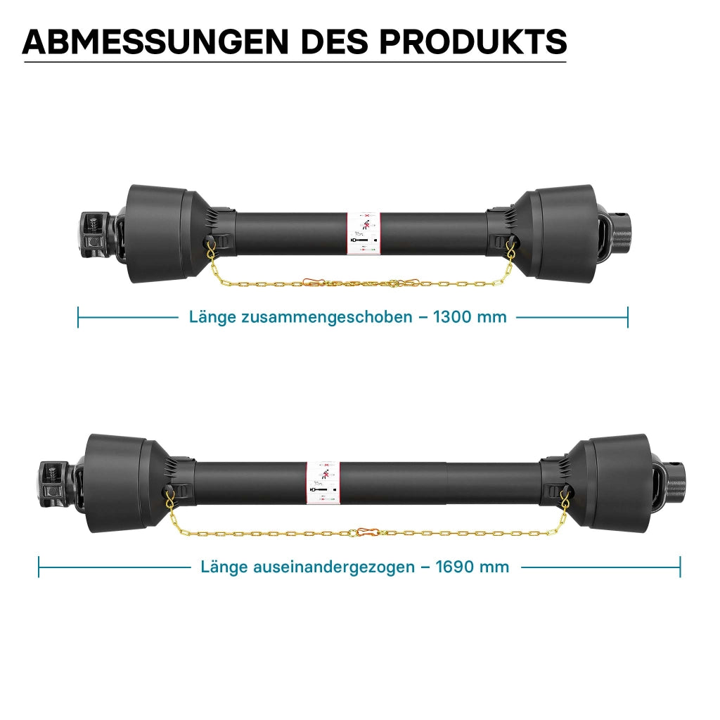 Albero cardanico T4 Giunto 1300-1430mm 460Nm 540rpm Cardano 40kW (55CV) 1 3/8" 6 denti 35mm rotondo