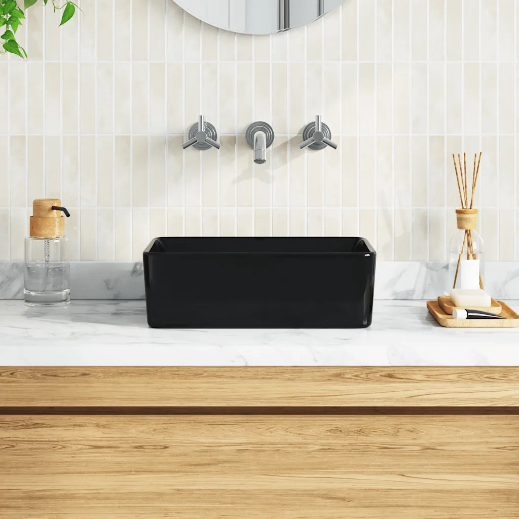 Lavandino 40x30x13 cm in Ceramica Nero cod mxl 45389