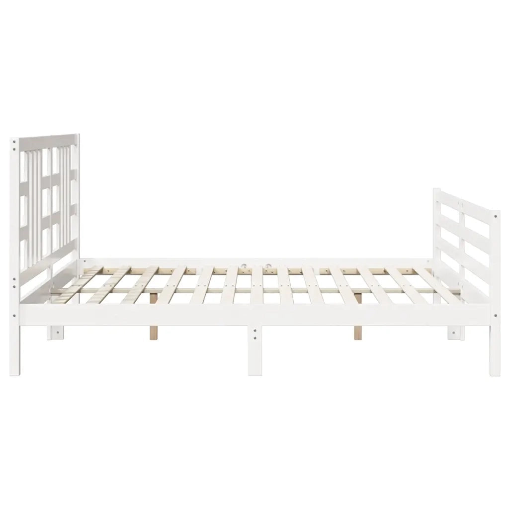 Giroletto con Testiera-Struttura Letto con testiera Bianco 200x200 cm in Legno Massello 519873