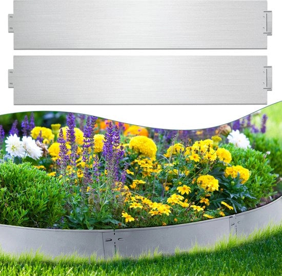 Paletto di confine con lamiere metalliche per bordo erboso, galvanizzate, argento, 100x18cm, 10m