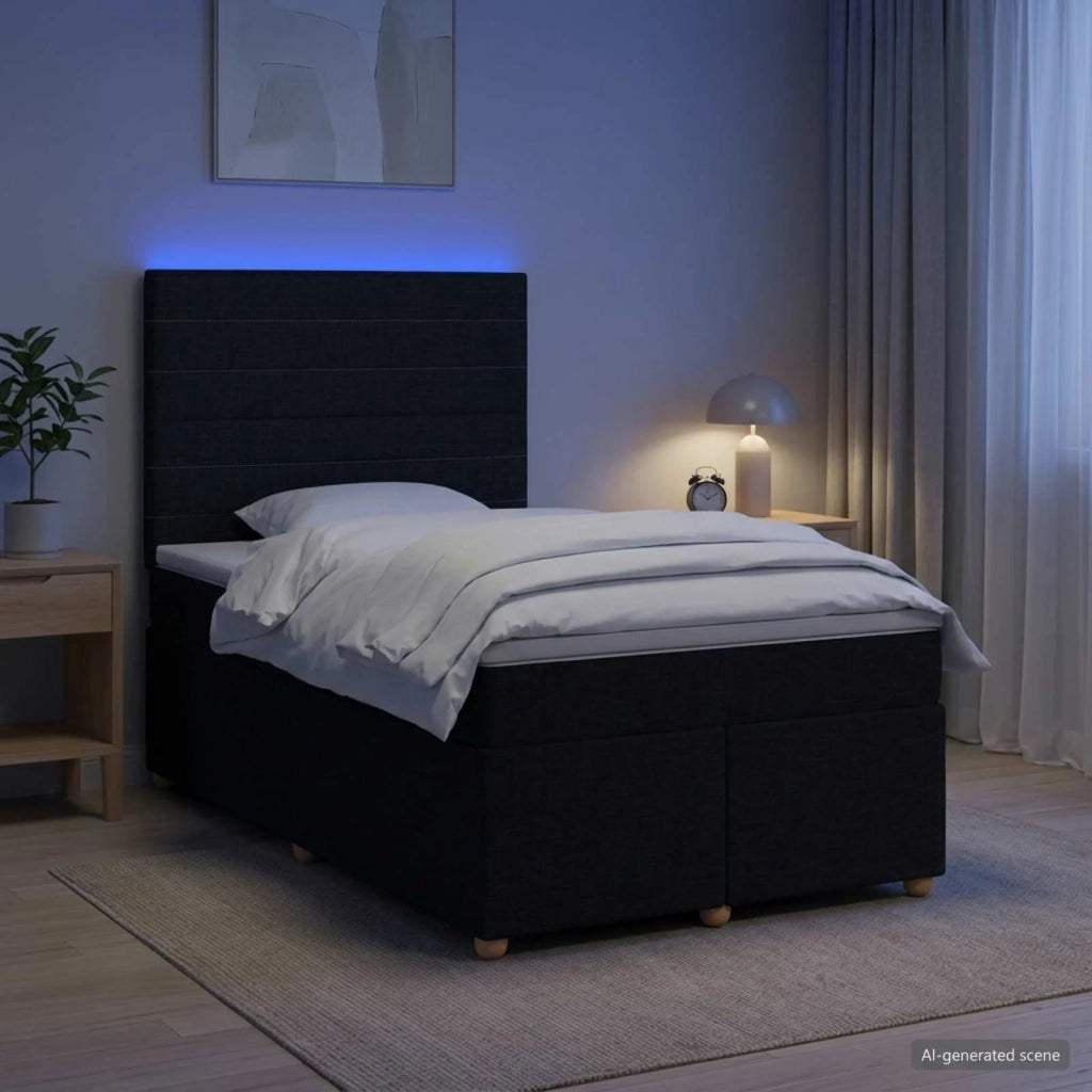 Letto box spring con materasso Nero 120 x 200 cm Tessuto 3455317