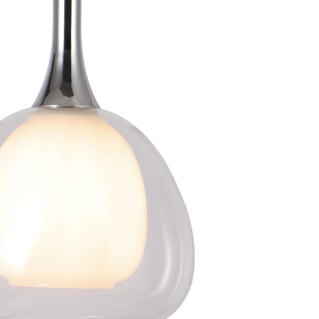 LÚZETE - SOSPENSIONE 1 LUCE CRISTALLO ESTERNO TRASPARENTE INTERNO BIANCO Ø16,5 NOLINA